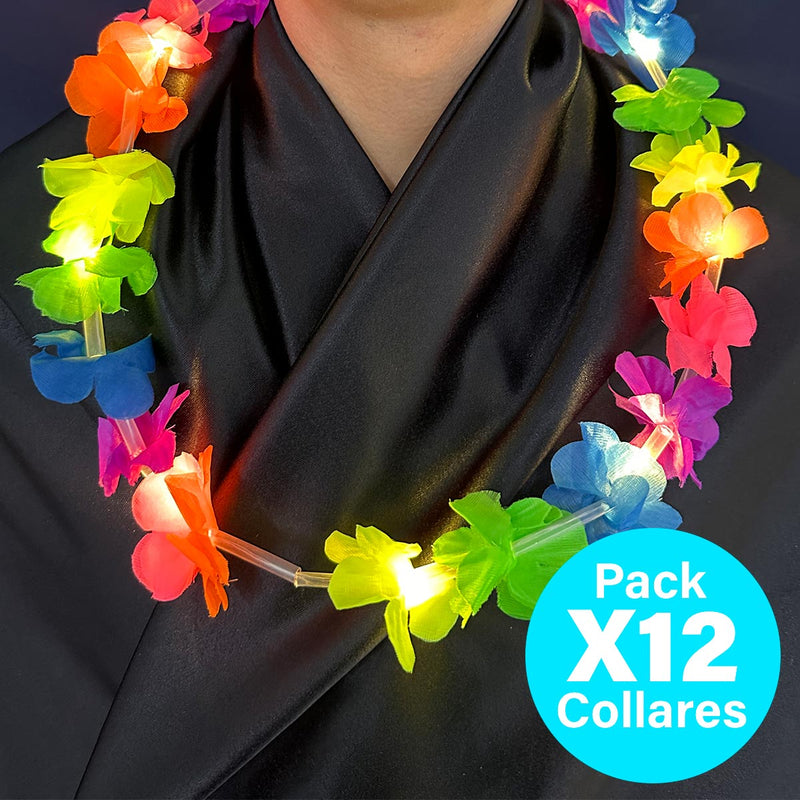 Collar Feria de Flores x12 Hawaiano con Luces LED CHWX12