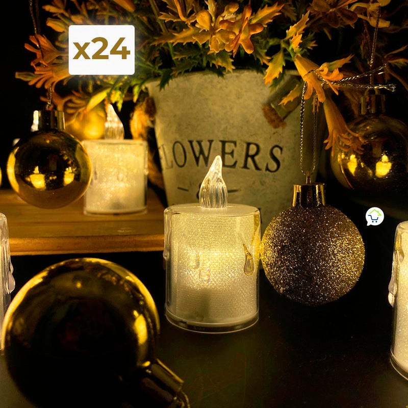 Velas Led X24 Efecto Cristal Decoración Hogar 🕯️ SLT20501