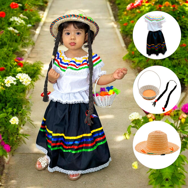 Traje Típico Niña Disfraz Feria Flores x5 Piezas ET00008