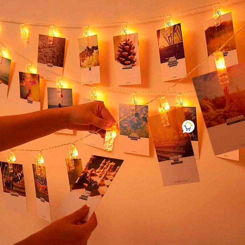 Luz Led Pinza Fotos X20 Luces Gancho Extensión 285cm LG20N