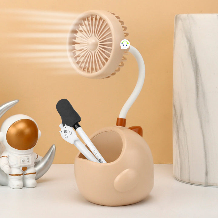 Mini Ventilador Flexible Portalápices Soporte Celular Dinosaurio 275A