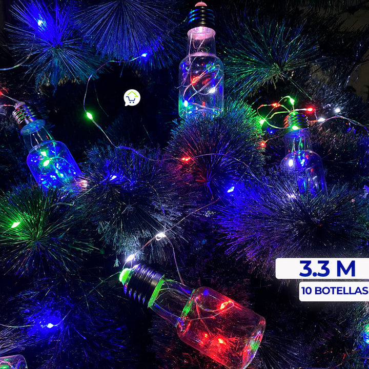 Guirnalda Luces Micro Led Botellas x10 Navidad 3.3M 1648