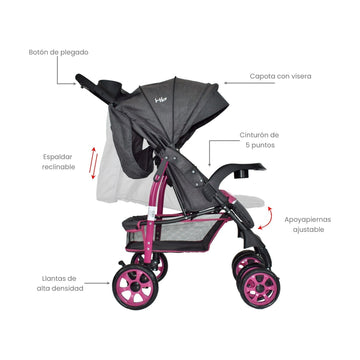 COCHE ESTANDAR  KLAUS HAPPY BABY - ROSADO