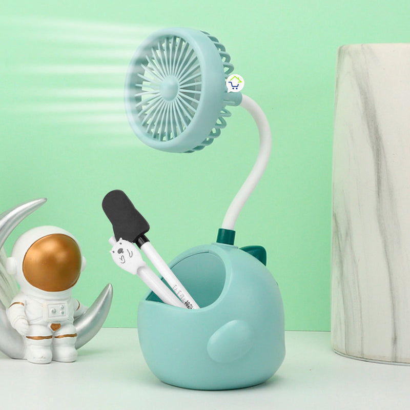 Mini Ventilador Flexible Portalápices Soporte Celular Dinosaurio 275A