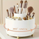 Organizador de maquillaje giratorio, rotación de 360 grados, diseño minimalista, plástico ABS de alto brillo, perfecto para dormitorio, tocador, almacenamiento de baño.