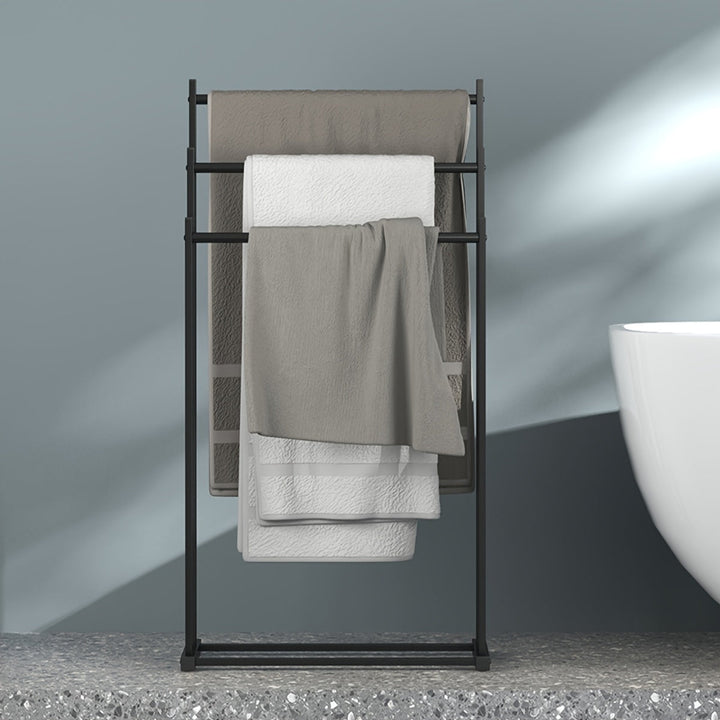 1 pieza, perchero moderno de 3 niveles independiente - Soporte resistente para toallas de baño y piscina, organizador multifuncional que ahorra espacio, para uso en interiores o exteriores, sin necesidad de instalación