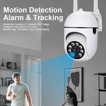 Ourlife HD 1080P Cámara de Seguridad, Smart WiFi Vigilancia Doméstica con Auto Tracking, Monitor de Vídeo IP Inalámbrico para Exterior con Detección de Humanos/Petros, Día & Noche, 2.4GHz Wi-Fi, 1080P 2.4G Protección de Seguridad, Visión Noche, Sistema d