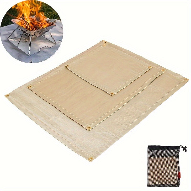 1pc FlameGuard Plus - Alfombrilla de fibra de vidrio aislada, reutilizable y portátil - Resistente al fuego, anti-escaldadura, resistente al calor y duradera para parrillas, pícnic al aire libre y protección de patio de cubierta