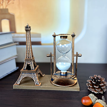 Decoración de Temporizador de la Torre Eiffel de Inspiración Vintage - Pieza de Arte Elegante de Madera con Acabado Dorado para Hogar y Oficina Modernos, Ideal para Decoración de Escritorio de Año Nuevo, Decoración Vintage
