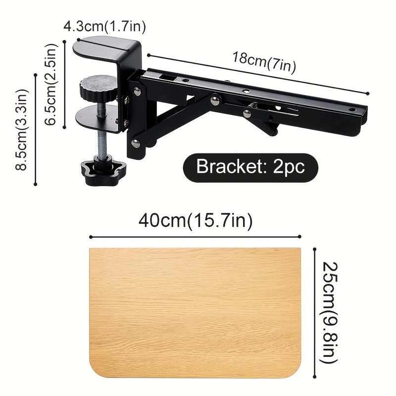 Tablero Plegable de Madera para Escritorio con Soporte Extensible + Base, 1.8 cm de Grosor sin Taladrar para Teclado (2 Bases + 1 Tablero), Estable y Seguro Sin Dañar la Mesa, Organizador de Escritorio y Cajones para Hogar, 40 cm / 50 cm