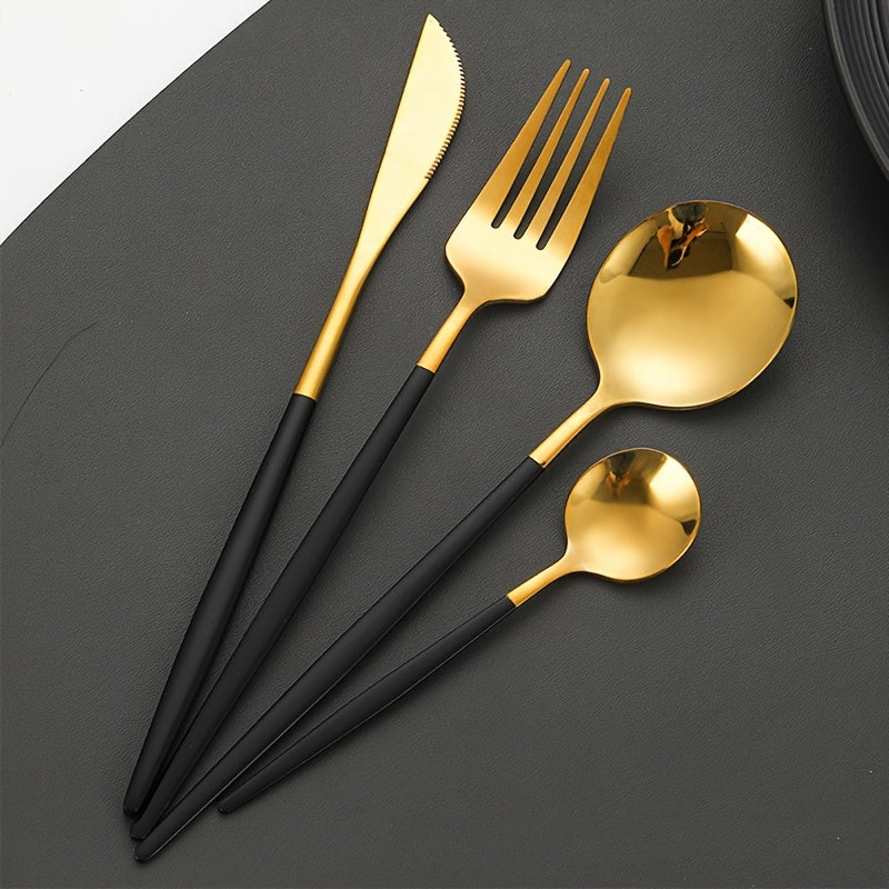 Juego de cubiertos de acero inoxidable, 30 piezas - Tenedores, cucharas y cucharitas para postres, ideal para hogar y restaurante