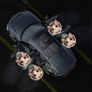 Pack de 2 Luces LED de Gato Animado Lindo para Bienvenida - Proyección en el Peldaño de la Puerta Automática, Decoración para Puertas del Coche, Rojo con Pilas (Pilas No Incluidas) - Regalo Perfecto para Amantes de los Gatos, Accesorios para Gatos