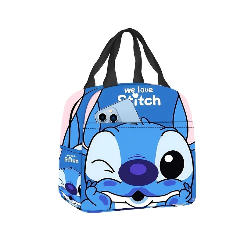 Estuche en bolsa, bolsa de almacenamiento con estampado periférico de Disney Stitch, bolso portátil para almuerzos escolares, oficina o universidad, no apto para alimentos
