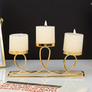 Portavelas Dorado de Múltiples Cabezas - Elegante Adorno de Mesa en Hierro con Acabado Pintura Horneada para Halloween, Navidad, Eid, Acción de Gracias - Sin Necesidad de Electricidad