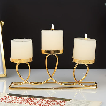 Portavelas Dorado de Múltiples Cabezas - Elegante Adorno de Mesa en Hierro con Acabado Pintura Horneada para Halloween, Navidad, Eid, Acción de Gracias - Sin Necesidad de Electricidad