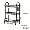 Escurridor de Platos de 2/3 Niveles Ahorrador de Espacio, Organizador de Cocina con Tabla de Cortar y Portacubiertos