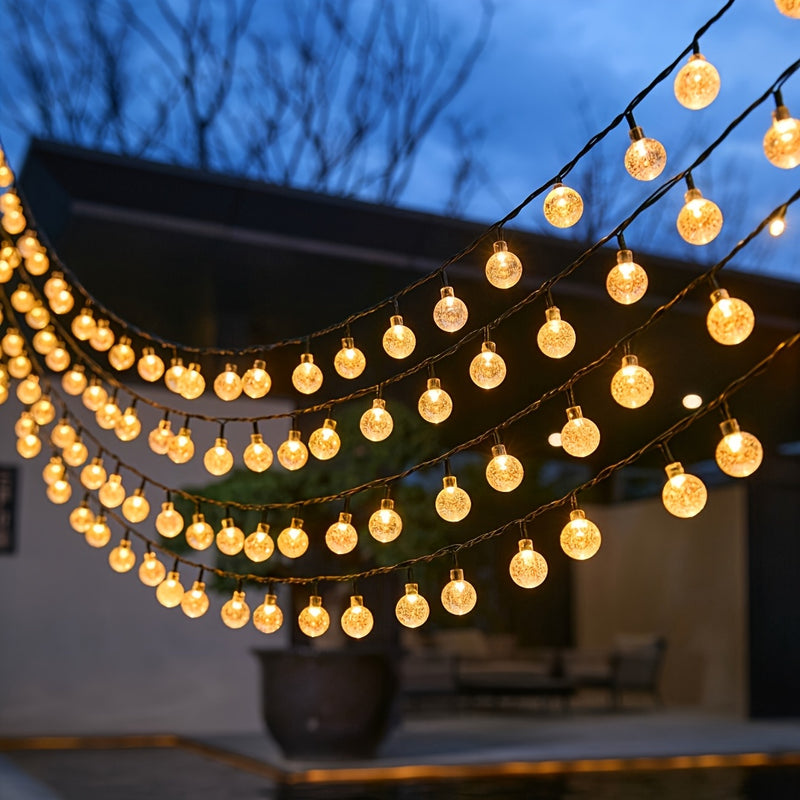 Luces solares de cuerda - 20/50/100 LED con 8 modos de iluminación, control de botón, plástico duradero, ideales para jardín, camping, fiestas, Navidad y decoración de patios, luces decorativas