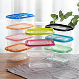 10pcs Contenedores de Almacenamiento de Alimentos de Plástico Transparente con Tapas Azules - Apilables, Reutilizables, Perfectos para la Organización de la Cocina - Ideales para Granos, Carne, Frutas, Verduras - Apto para Lavavajillas y Microondas