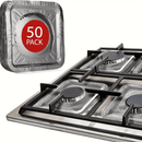 50pcs Cubiertas Desechables de Aluminio para Quemadores de Estufa de Gas, Cuadradas de 21.59cm, Resistentes al Calor - Almohadillas de Protección Gruesas para Cocina, Ideales para Uso Doméstico y Necesidades de Cocina, Protectores para la Parte Superior