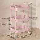 Carro de Almacenamiento Metálico con Ruedas - Organizador Duradero, Apto para 8 Personas | Ideal para Cocina, Baño y Dormitorio - Rosa, Blanco, Morado | Perfecto para Guardar Comestibles, Snacks y Artículos del Hogar | Carrito de Piso a Techo con Estante