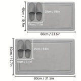 1pc Alfombra de baño de secado rápido UltraSoft, alfombra de baño antideslizante súper absorbente, lavable a máquina, pelo bajo, rectangular, patrón de rayas, poliéster con respaldo de PVC, alfombra de franela ligera