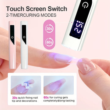 Linterna LED Profesional para Uñas, Luz de Curado de Esmalte en Gel Recargable USB con Pantalla LCD y Temporizador 60 Seg/90 Seg - Herramientas y Equipo para Arte de Uñas