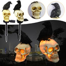 Decoración Gótica de Halloween con Energía Solar - Lámpara Colgante o Independiente para Exterior/Interior con Calavera Brillante, Panel Solar Desmontable, Encendido/Apagado Automático, Sin Control Remoto - Iluminación Espeluznante para Patio, Jardín o F