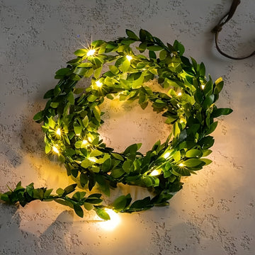 Luces de Cadena LED de Hojas Verdes de 2 Metros con 20 Luces, Decoración para el Año Nuevo en Patio, Sala de Bodas de San Valentín, Jardín y Habitaciones, Cuentos de Hadas al Aire Libre, Calle de Flores para Boda, Luces Florales LED Artísticas, Decoració