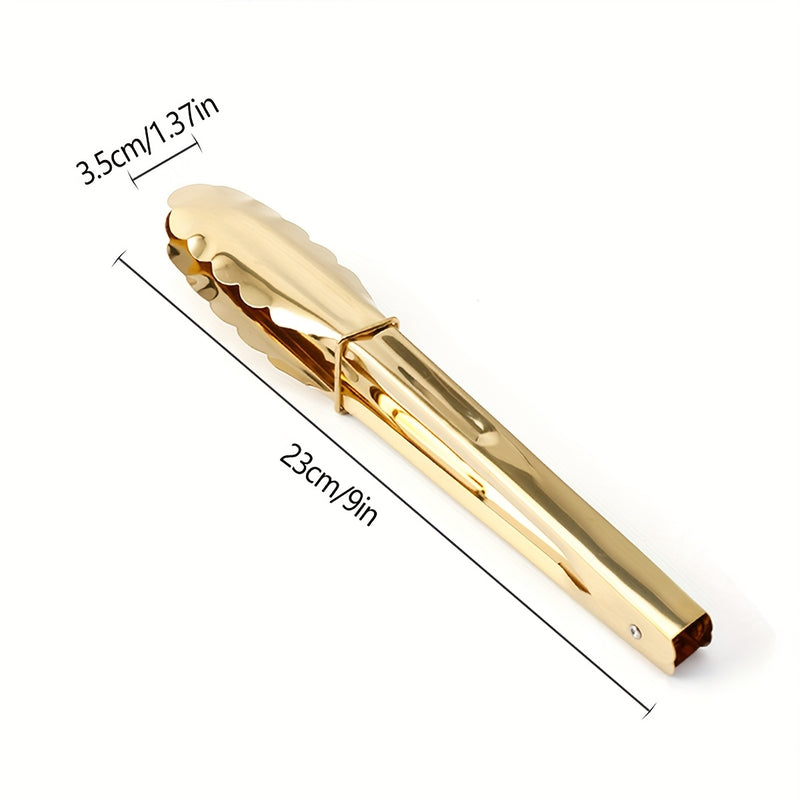 1 pieza/3 piezas de pinzas de acero inoxidable bañadas en oro, pinzas resistentes al calor con seguro, elegante agarradera para cocina, ideal para ensaladas, pan y buffet - Accesorio esencial para Ramadán
