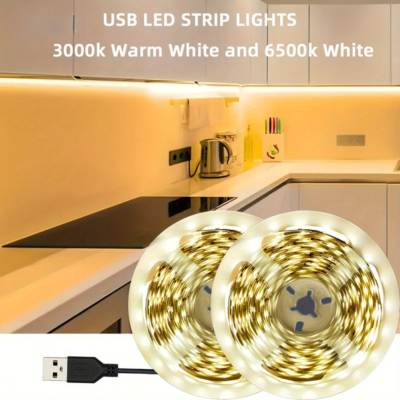 Luces LED 91.44cm-15.24metro para iluminación de dormitorio, Conectar y reproducir, con blanco cálido de 3000K y blanco de 5600K, Adecuado para familias de vacaciones, fiestas, vitrinas de exhibición interior, iluminación de fondo de TV