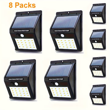 8 luces solares para exteriores, luces de seguridad solares inalámbricas con sensor de movimiento, luces solares para pared para puerta principal, jardín, garaje