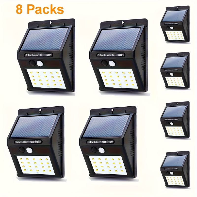 8 luces solares para exteriores, luces de seguridad solares inalámbricas con sensor de movimiento, luces solares para pared para puerta principal, jardín, garaje