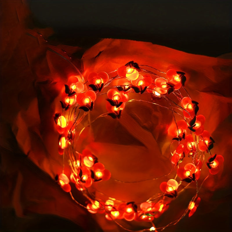 Luces LED en forma de cereza, que funcionan con pilas, 20 luces, 200,0 cm, temática de fantasía, blancas, sin pilas incluidas para bodas, San Valentín, Año Nuevo, Acción de Gracias, decoración de aniversario.