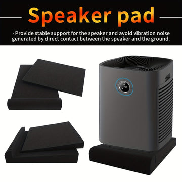 Un par de almohadillas insonorizantes de 27,99 cm × 19,0 cm × 3,99 cm para altavoces, diseñadas para reducir las vibraciones y ecos de los altavoces, lo que ayuda a mejorar la calidad del sonido.