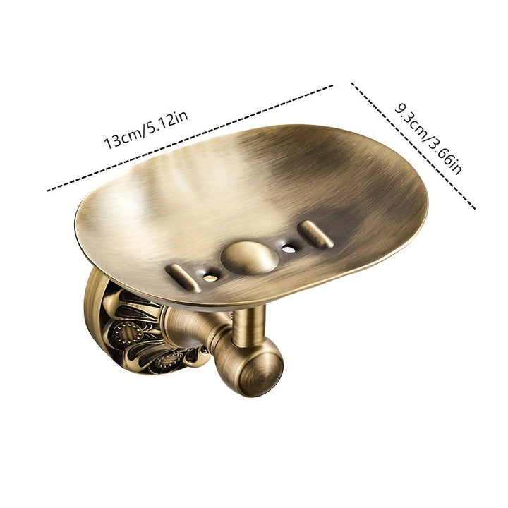 Plato de jabón de pared de estilo antiguo hecho de latón con un acabado de bronce vintage.