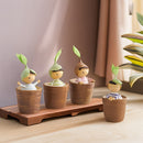 4 piezas de dibujos animados lindos de resina sentados en macetas de flores - Serie de bosque rústico, figuras decorativas para sala de estar, dormitorio, escritorio de oficina - Regalos pequeños ideales