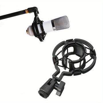 Soporte Antivibratorio Profesional para Micrófono de Condensador Grande - Ajuste Universal, Absorbedor de Impactos, Compatible con Brazo de Micrófono, Ajustable, Construcción Duradera de Plástico - Perfecto para Grabación en Estudio, Podcasting y Transmi