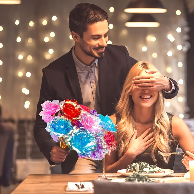 Paquete de 30 Rosas Artificiales Vintage de 24K - Decoración Floral Realista Multicolor para San Valentín, Bodas, Día de la Madre, Día del Padre, Pascua y Acción de Gracias - No Necesita Agua ni Baterías, Ideal para Interiores/Exteriores y Fiestas