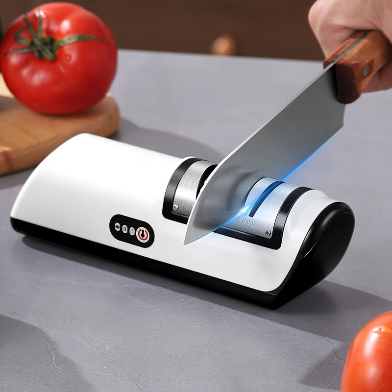 Afilador Eléctrico Profesional Recargable por USB, Herramienta de Afilado Recto a 20 Grados para Cuchillos de Cocina y Pulido, Adecuado para Cuchillos de Chef, Hojas de Rebanar, Cuchillos Santoku, Cleavers, Cuchillos Cerámicos