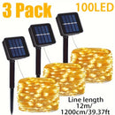 Luces solares para exteriores, 3 piezas, luces LED cálidas, resistentes al agua, para fiestas, jardín, árboles, bodas, decoración navideña - carga solar con sensor de luz