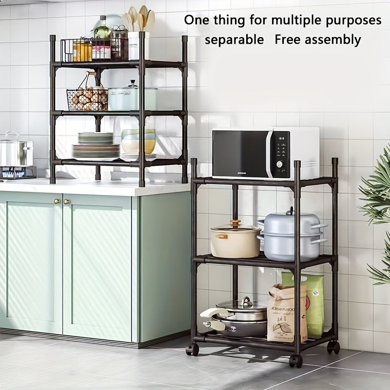 Estante rodante de 6 niveles con ruedas - Organizador ajustable de marco metálico y plástico para cocina, lavandería o dormitorio - Carrito móvil fácil de armar que ahorra espacio