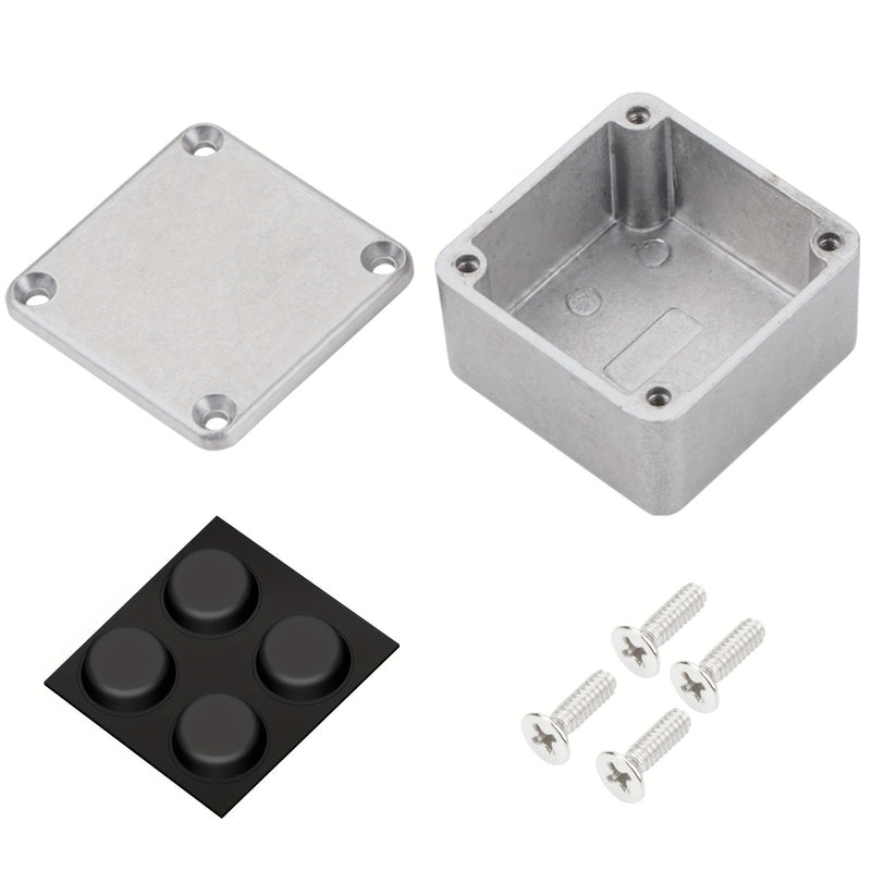 1590LB Caja De Efectos De Guitarra Pedal Caja De Aluminio Fundido A Presión De Metal 1.99 "X 1.99" X 1.22 "Pulgadas 50.5mm X 50.5mm X 31mm Tamaño De La Carcasa Caja De Aluminio Lisa Con Pies De Goma