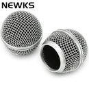 Reemplazo de Cabeza de Micrófono NEWKS, Cabezales de Reemplazo de Malla de Acero para Shure SM58 (2pcs), Plateado