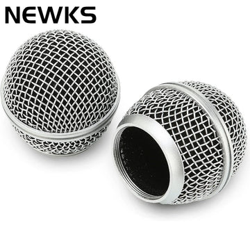 Reemplazo de Cabeza de Micrófono NEWKS, Cabezales de Reemplazo de Malla de Acero para Shure SM58 (2pcs), Plateado