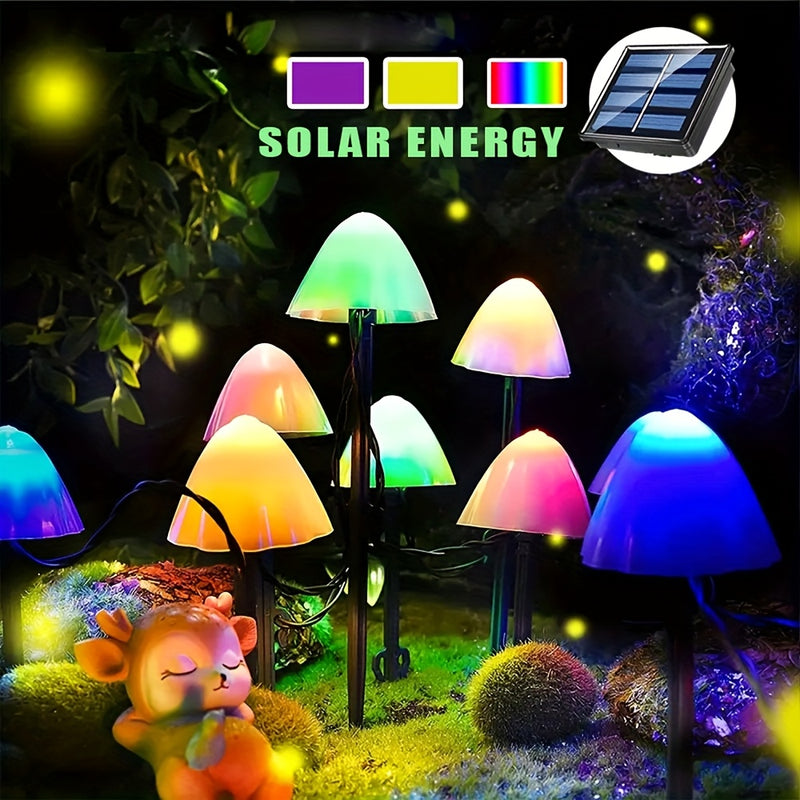 Juego de luces de hongos solares para decoración exterior, ideal para jardines, céspedes e iluminación de paisajes