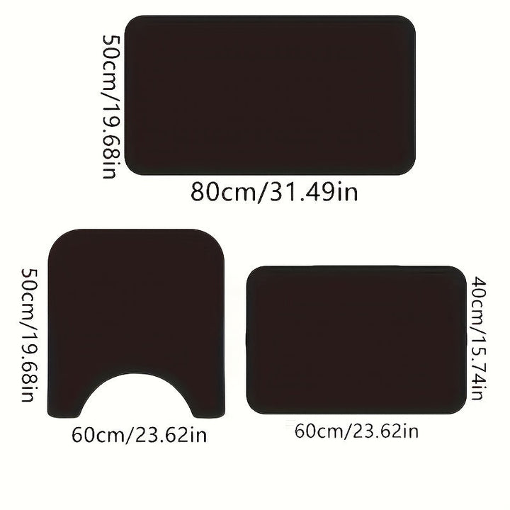Juego de 3 alfombras suaves y absorbentes, alfombras rectangulares antideslizantes y absorbentes de agua adecuadas para cocinas, baños y aseos, decoración para el hogar. Duraderas.