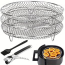 1 Conjunto De Accesorios Para Freidora De Aire, Rejilla Circular De Tres Capas, Rejilla De Vapor, Rejilla Apilable De Acero Inoxidable, Rejilla De Deshidratación, Cesta De Barbacoa, Rejilla De Barbacoa, Cesta De Drenaje, Rejilla De Filtro, Cesta De Freír
