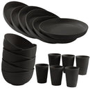 Juego de vajilla irrompible de 18 piezas, apto para lavavajillas y microondas, incluye platos, tazones y vasos, ideal para cocina, residencia estudiantil, camping, autocaravana y picnic