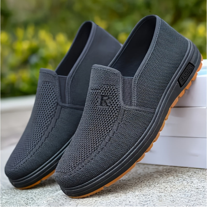 Zapatos Casuales de Hombre para Calzar - Parte Superior y Forro Transpirable, Suela Antideslizante de Goma, Diseño con Detalles en Gris Oscuro y Naranja para Comodidad y Estilo Diario, Zapatos Cómodos Slip-Ons, Diseño Discreto de Marca, Textura en la Sup