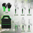 Juego de herramientas de jardín de aluminio con horca para raíces, cuchara, tijeras de poda y más - Herramientas de jardinería duraderas y multiusos para uso doméstico y profesional, esenciales para el jardinería|Diseño ergonómico|Construcción duradera